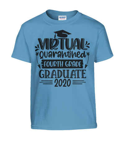 Virtual "Quarantined" 4th Grade Graduate Kids T-Shirts 2020